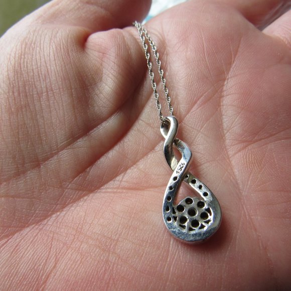 Sterling Silver and Diamond Necklace 18" - Picture 2 of 3